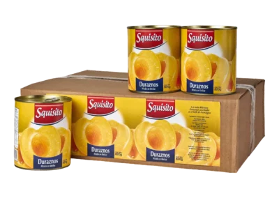 Duraznos en almíbar, caja